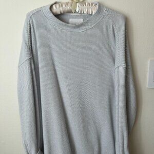 Aerie Gray and White Long Weekend Waffle Sweatshirt